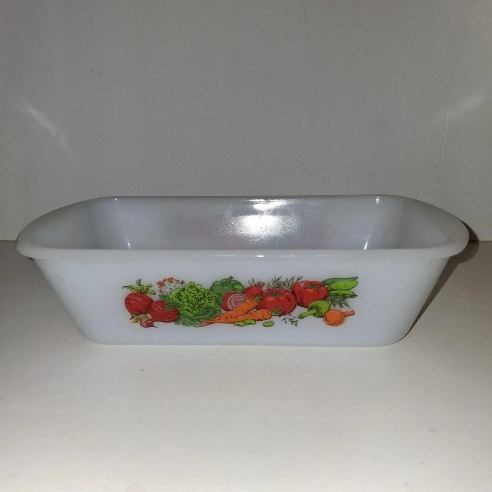 Vintage GLASBAKE Garden Vegetable Loaf Pan 1.5 Quart J522 - Picture 2 of 6